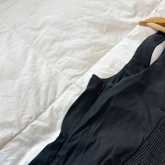Anthropologie Sleeveless Square Neck Len Button Wrap Midi Dress Black Small - Picture 10 of 10